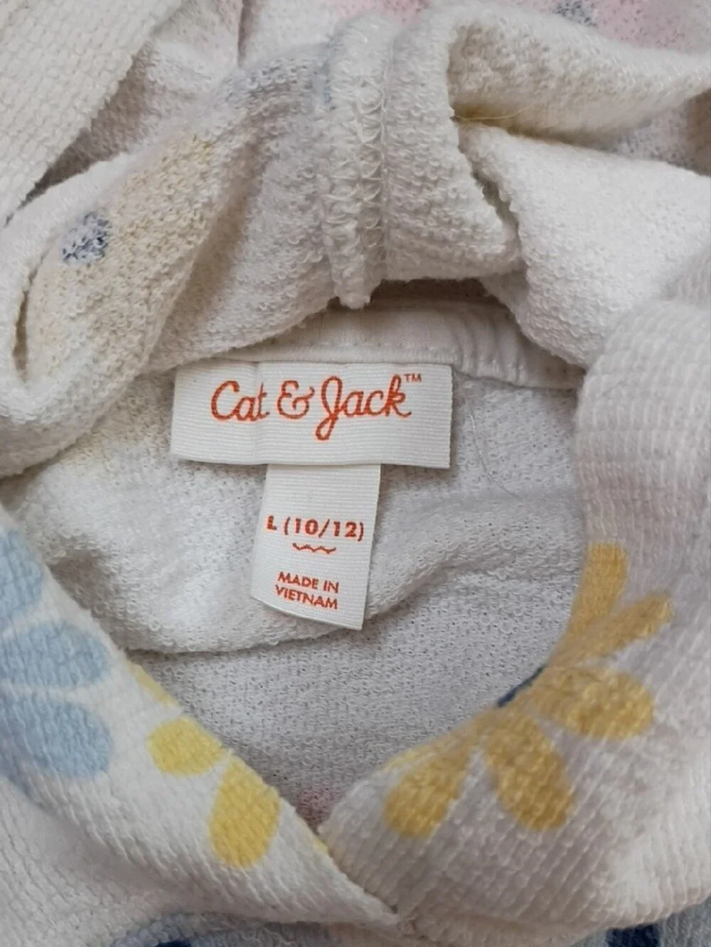 Cat & Jack Cream Hoodie with Pink, Blue & Yellow Floral Print